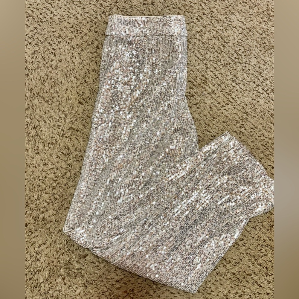 New with tags! Sequin silver pants. Size 8 from the loft.